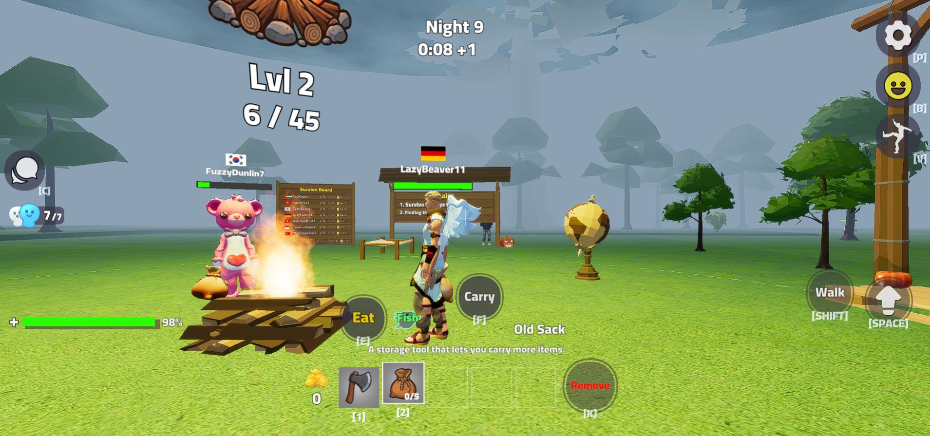 99 Nights in the Forest game interface