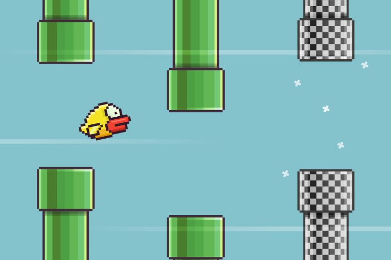 Flappy Bird's visual with pixel art style