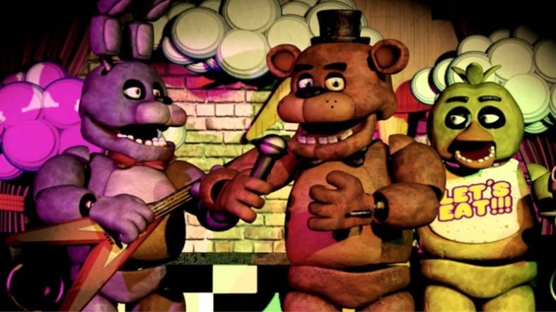 Freddy Fazbear and his 2 friends in Five Nights at Freddy's