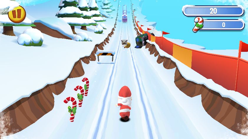 Santa Clause are chasing the raccoon thief in Santa Run