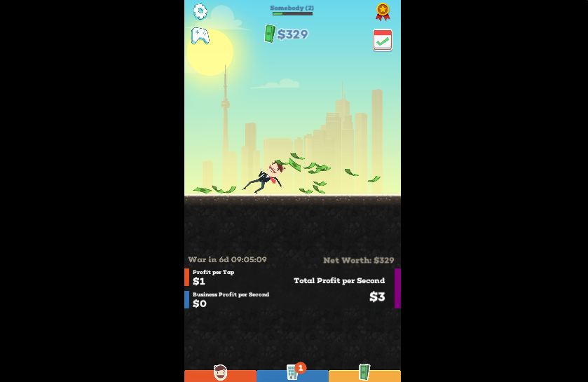 Tap Rich Idle Online Interface Dashboard and Statistics