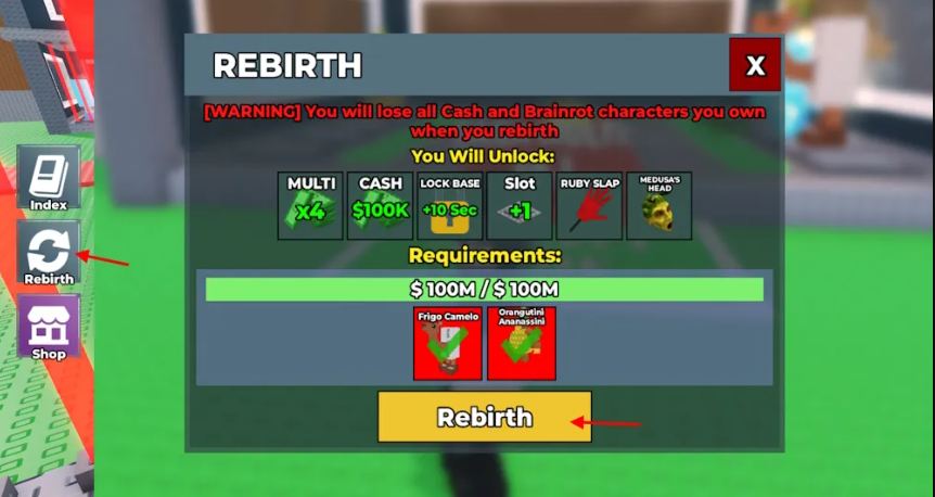 The Rebirth System in Steal A Brainrot