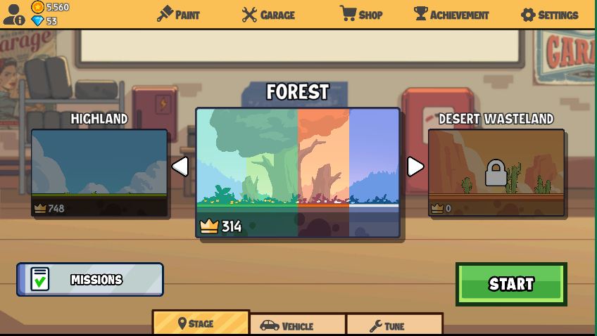 collect coins to unlock stages in Hill Climb Racing