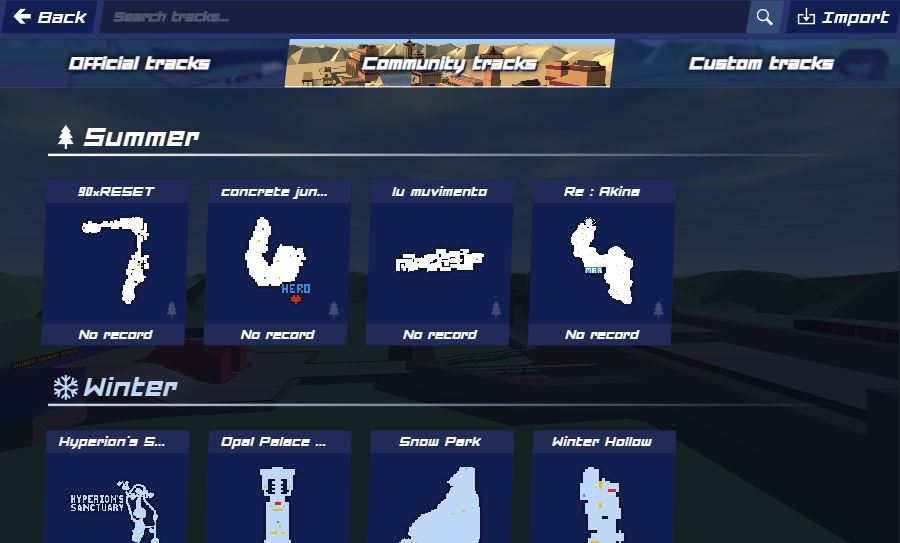 screenshot of community tracks that other player shared