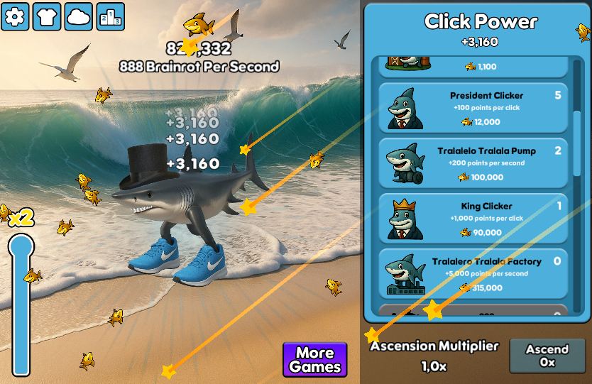 game interface of Tralalero Tralala Clicker