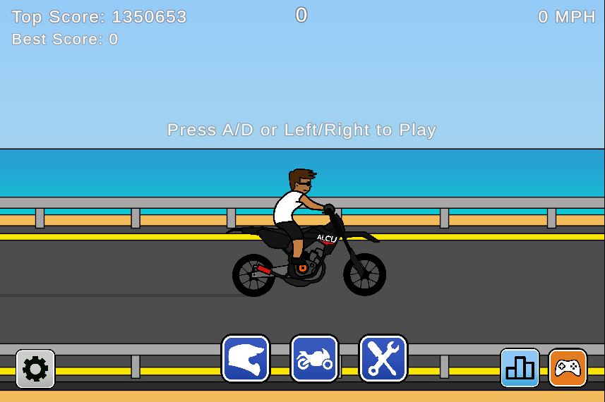 game interface of Wheelie Master