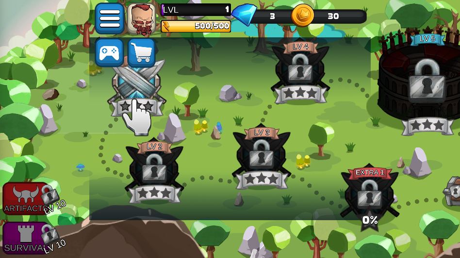 main menu of Tiny Arena
