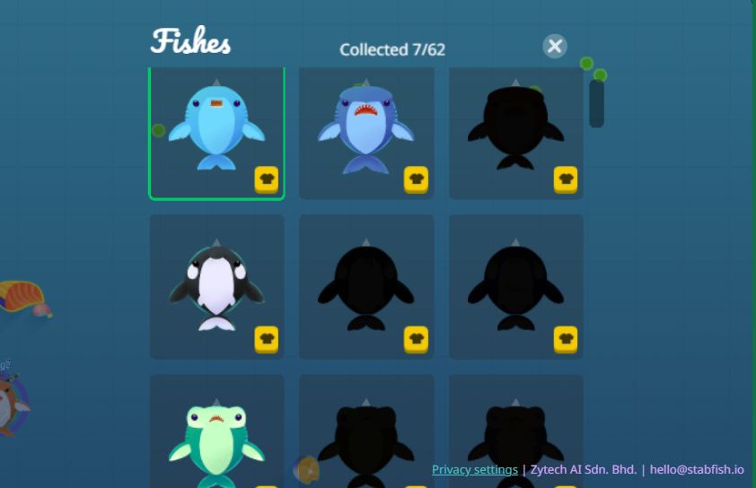 unlock fishes in Stabfish.io