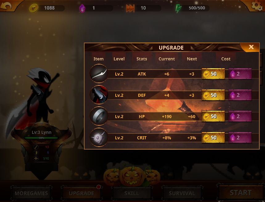 upgrade weapons in stickman war