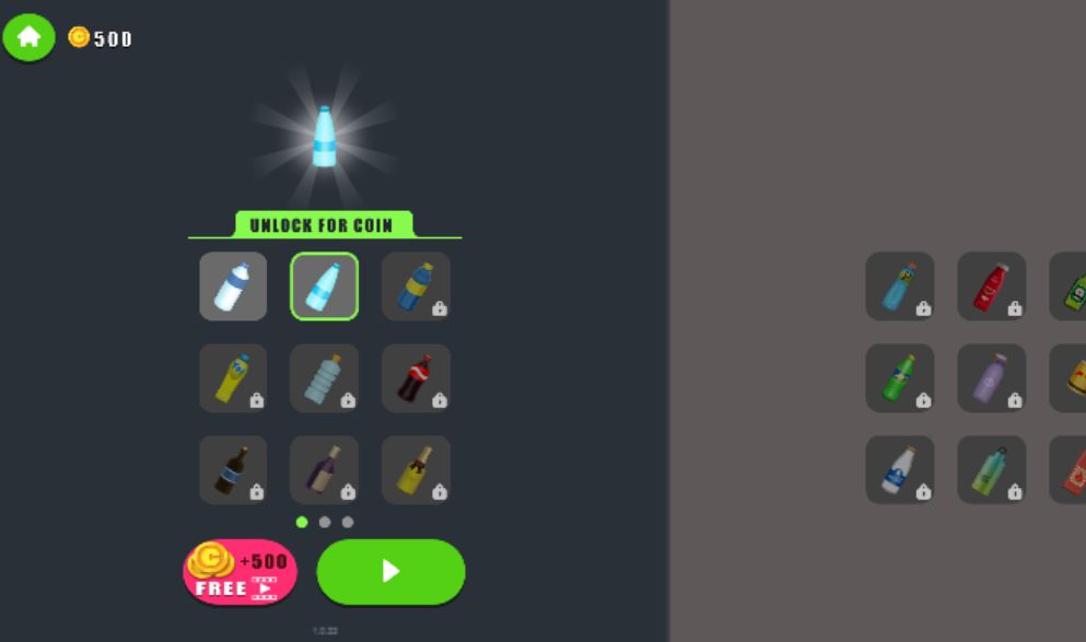 use coin to unlock new bottles in Bottle Flip