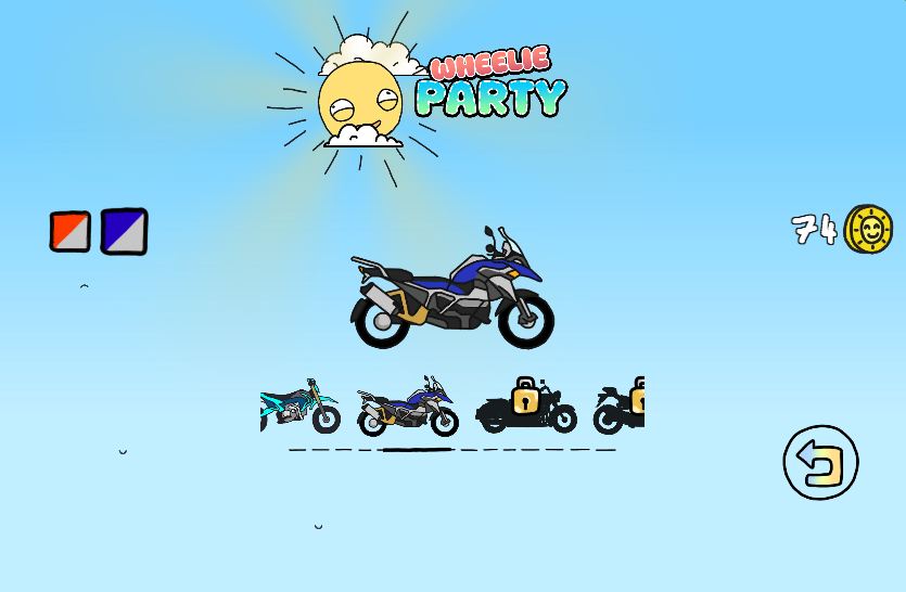 use coins to unlock new bikes in Wheelie Party